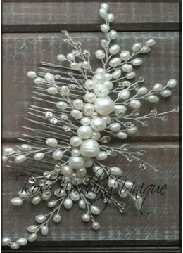 Гребен- украса за коса с перли и кристали модел Queen of Ice